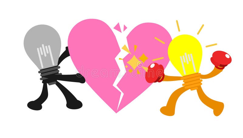 Imagine vectorială ideală concurență între o lampă cu lumină vectorială pentru un stil caricatural cu design plat pentru o inimă f stock illustration