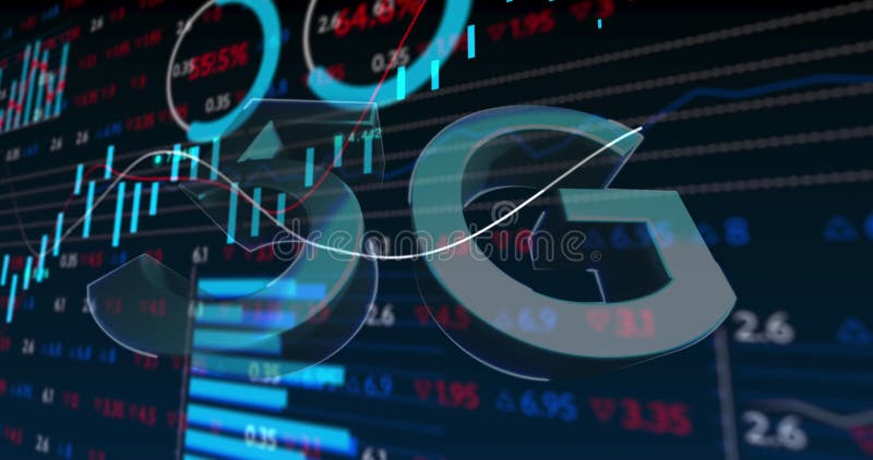 Imaginea a 5 g de text cu statistici și prelucrarea datelor financiare vector illustration