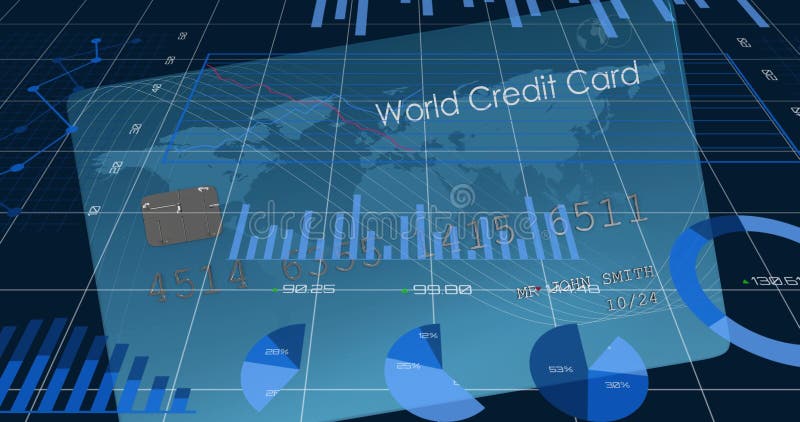 Imaginea prelucrării datelor financiare prin card de credit stock illustration