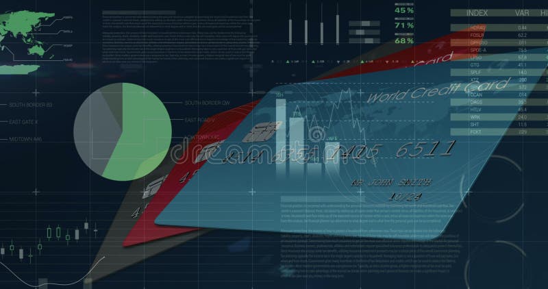 Imaginea prelucrării datelor financiare prin intermediul cardurilor de credit royalty free illustration