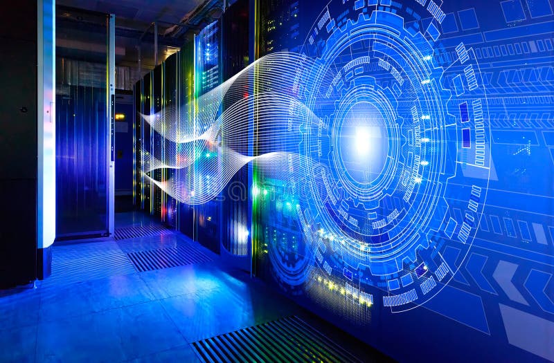 Imagini abstracte urme luminoase. vizualizarea atacurilor de hackeri asupra serverului de date de informații stock illustration