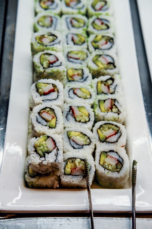 Egg Imitation Roll Sushi Isolated Stock Photo - Image of ginger, lunch ...