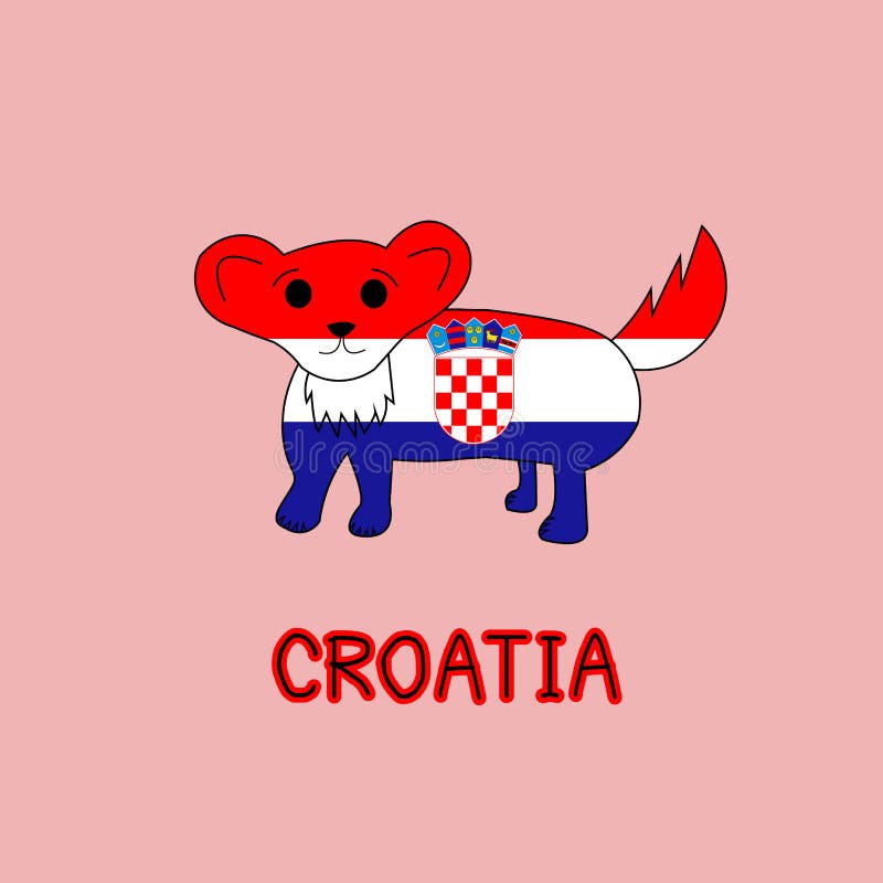 Imitação da cor da bandeira da Croácia com marta de pinho, animal nacional ilustração royalty free Imitação da cor da bandeira da Croácia com marta de pinho, animal nacional ilustração royalty free