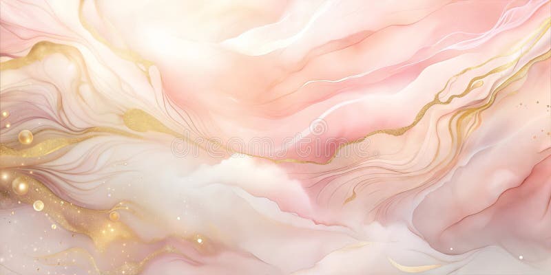 Imitação de mármore rosa elegante com ondas suaves e listras douradas ilustração royalty free