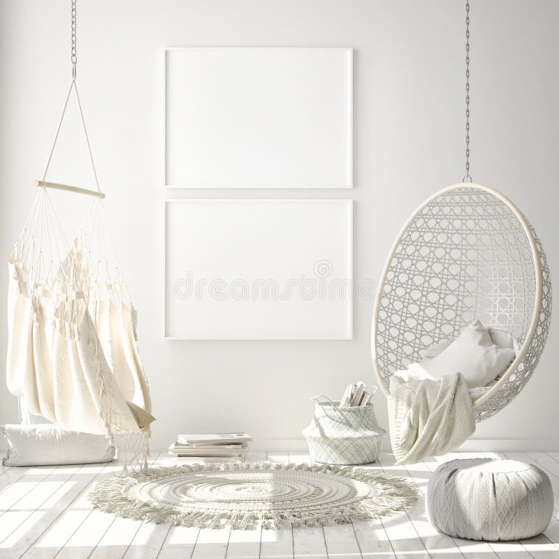 Mock up poster frame in living room interior background, Scandinavian style, 3D render, 3D illustration. Mock up poster frame in living room interior background, Scandinavian style, 3D render, 3D illustration