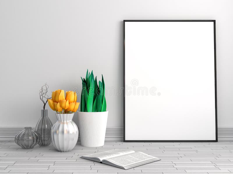 Imite encima del cartel con la flor y el florero, ejemplo 3D libre illustration Imite encima del cartel con la flor y el florero, ejemplo 3D libre illustration