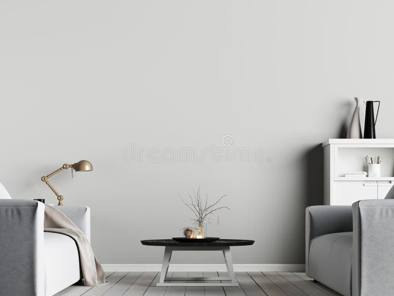 Imite encima del cartel en la pared en interior con el fondo emty con la butaca, estilo escandinavo de la pared libre illustration Imite encima del cartel en la pared en interior con el fondo emty con la butaca, estilo escandinavo de la pared libre illustration