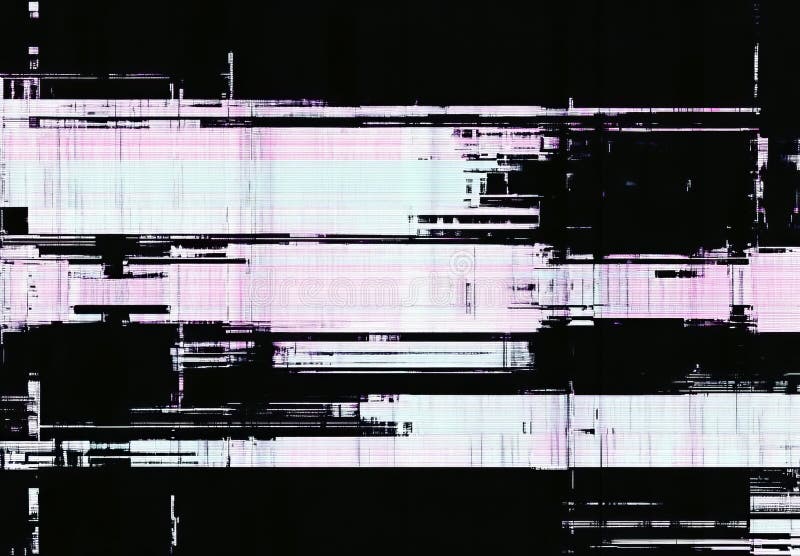 Immagine astratta Glitch Art Black Pink e White Horizontal Composition Digital Noise Data Error glitch art digitale art illustrazione vettoriale
