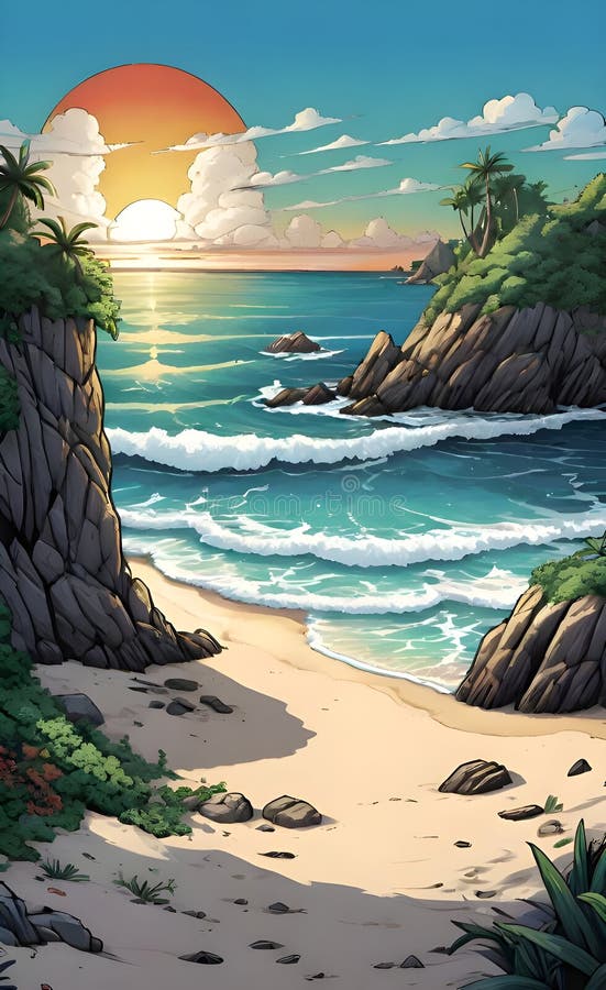 Immagine bellissima e pacifica generata da un'aquila spiaggia illustrazione di stock