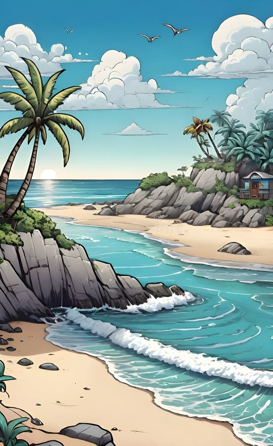 Immagine bellissima e pacifica generata da un'aquila spiaggia illustrazione di stock