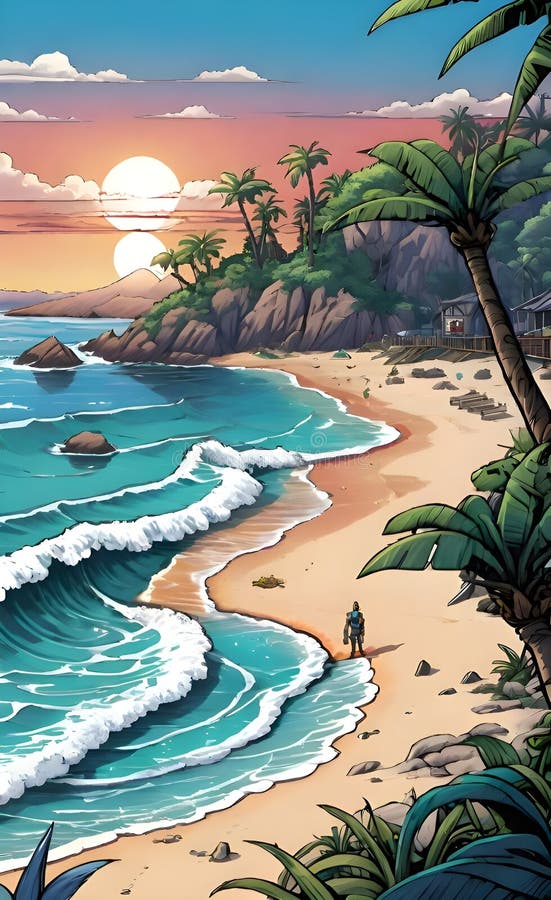 Immagine bellissima e pacifica generata da un'aquila spiaggia royalty illustrazione gratis