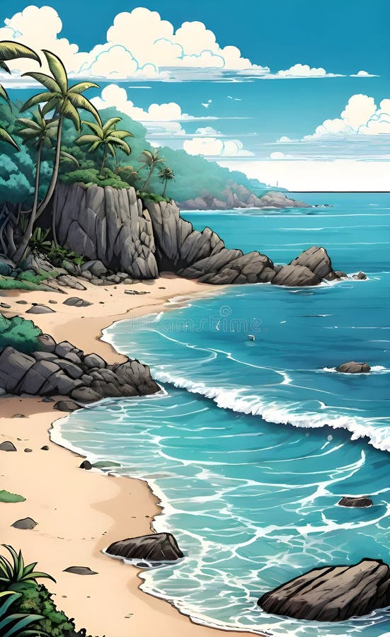 Immagine bellissima e pacifica generata da un'aquila spiaggia illustrazione vettoriale