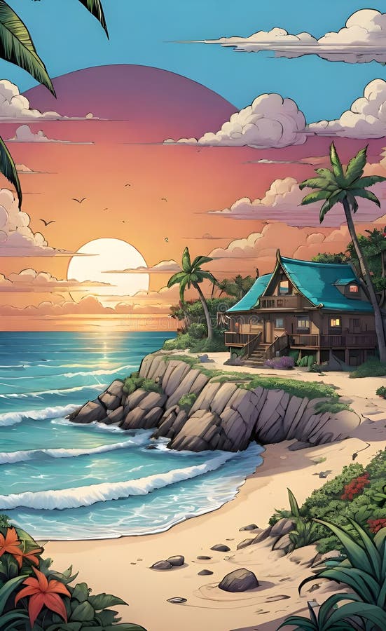 Immagine bellissima e pacifica generata da un'aquila spiaggia royalty illustrazione gratis
