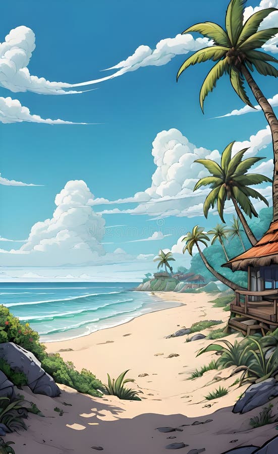 Immagine bellissima e pacifica generata da un'aquila spiaggia illustrazione vettoriale