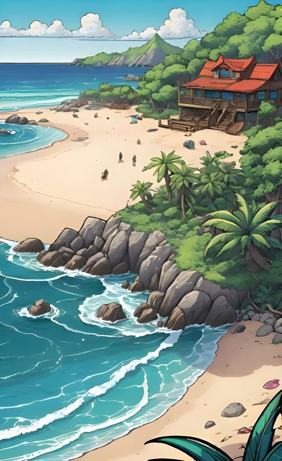 Immagine bellissima e pacifica generata da un'aquila spiaggia illustrazione vettoriale