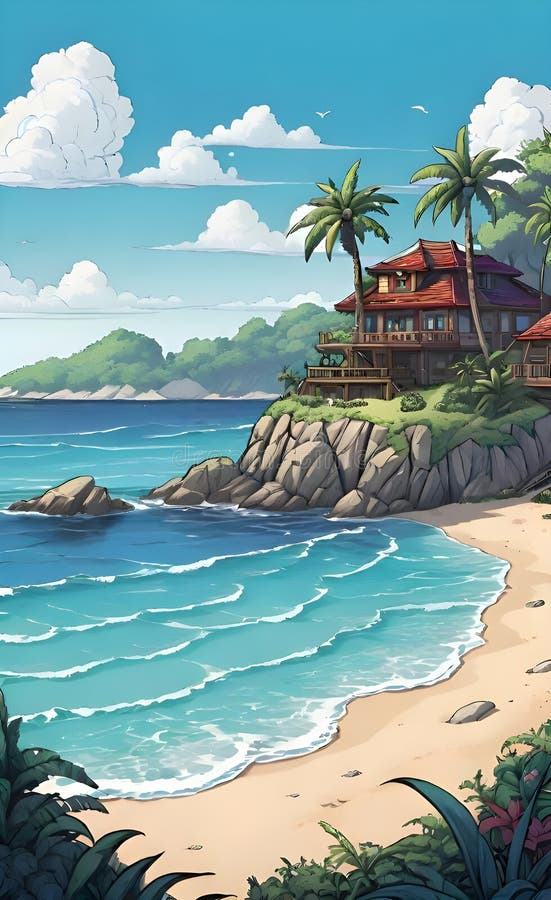 Immagine bellissima e pacifica generata da un'aquila spiaggia illustrazione di stock