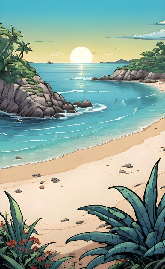 Immagine bellissima e pacifica generata da un'aquila spiaggia illustrazione vettoriale