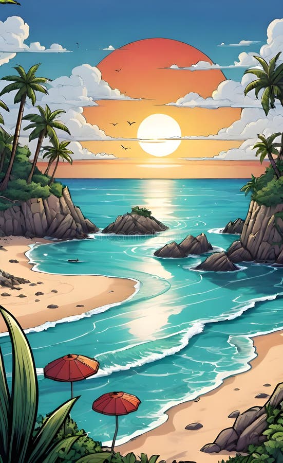 Immagine bellissima e pacifica generata da un'aquila spiaggia royalty illustrazione gratis