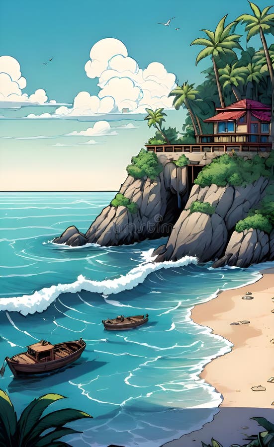 Immagine bellissima e pacifica generata da un'aquila spiaggia royalty illustrazione gratis