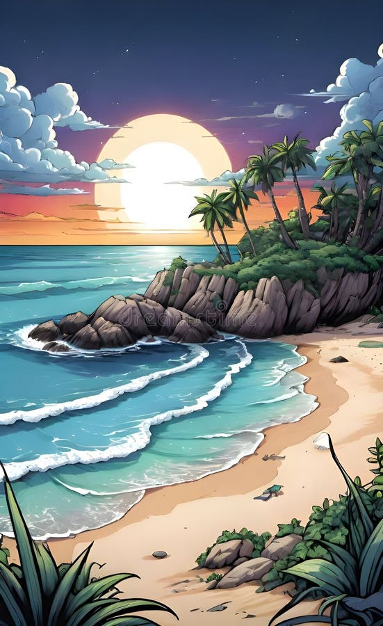 Immagine bellissima e pacifica generata da un'aquila spiaggia illustrazione vettoriale