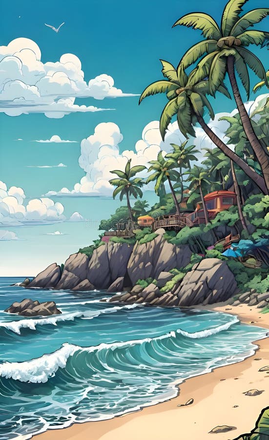Immagine bellissima e pacifica generata da un'aquila spiaggia royalty illustrazione gratis