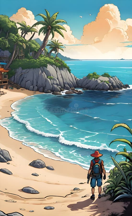 Immagine bellissima e pacifica generata da un'aquila spiaggia illustrazione di stock