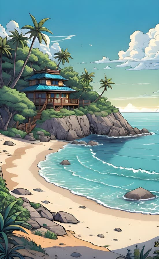 Immagine bellissima e pacifica generata da un'aquila spiaggia illustrazione di stock