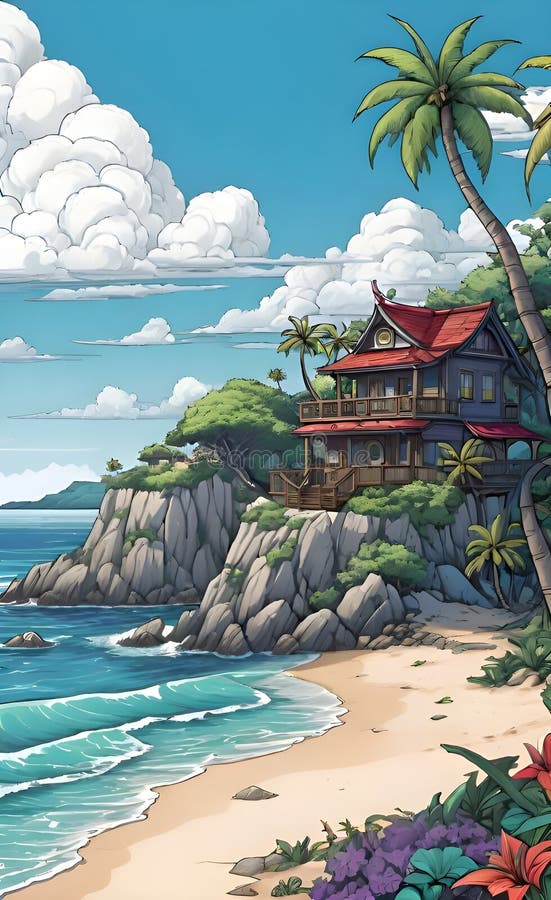 Immagine bellissima e pacifica generata da un'aquila spiaggia illustrazione di stock