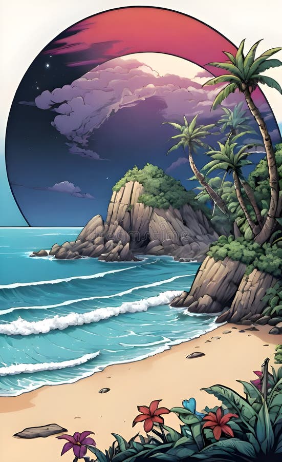 Immagine bellissima e pacifica generata da un'aquila spiaggia royalty illustrazione gratis