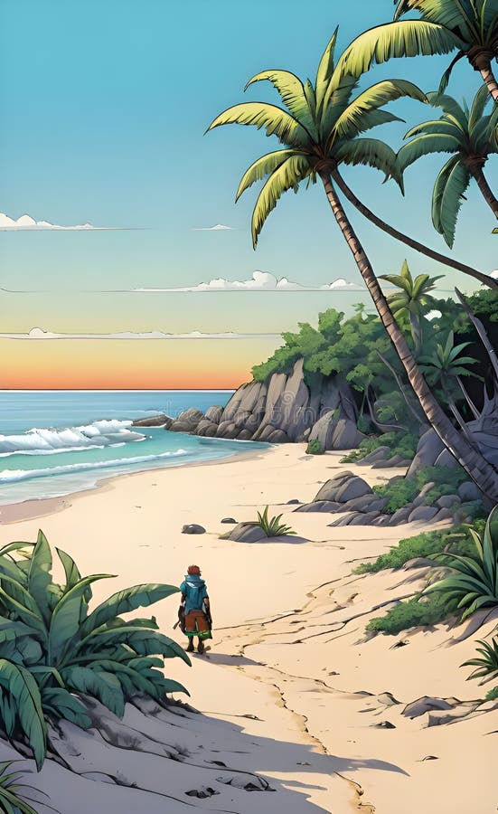 Immagine bellissima e pacifica generata da un'aquila spiaggia royalty illustrazione gratis