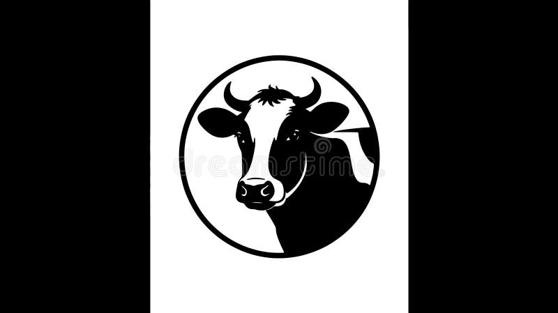 Immagine in bianco e nero classica di una testa di mucca e spalle in una cornice rotonda perfetta per la marchiatura dei prodotti royalty illustrazione gratis