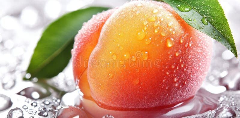 Immagine che cattura una mela sola con goccioline d'acqua e una foglia verde posizionata su uno sfondo bianco con una. Generato dall'AI.