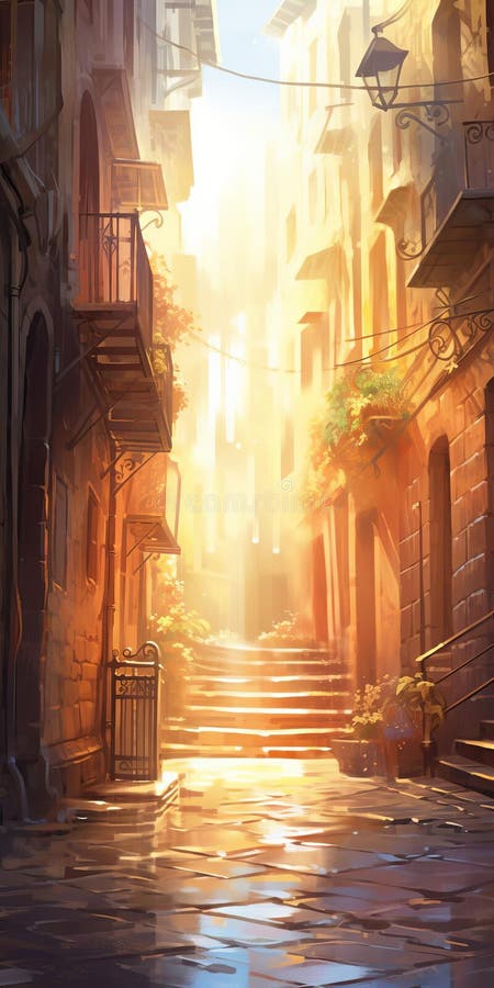 Immagine a colori iper realistici dell'acquerello della scena di raggi solari radianti royalty illustrazione gratis