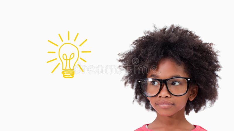 Immagine composita dei vetri d'uso dell'allievo sveglio immagini stock Immagine composita dei vetri d'uso dell'allievo sveglio immagini stock