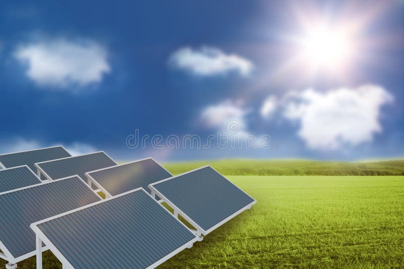Immagine composita dell'immagine digitalmente generata del pannello solare 3d