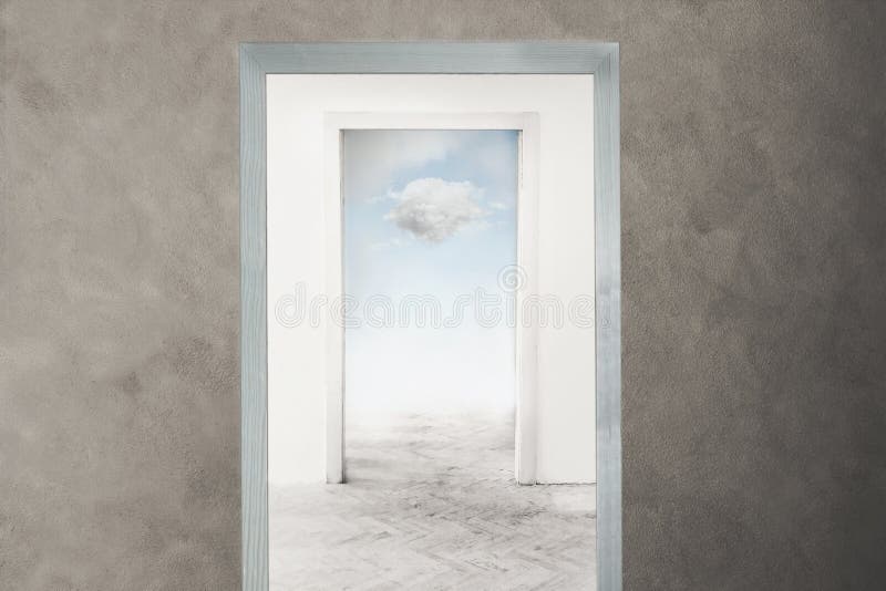 Immagine concettuale di una porta che si apre verso libertà ed i sogni