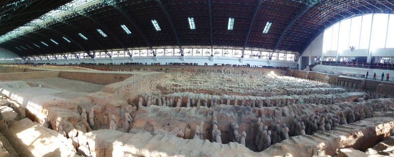 Immagine dei guerrieri di terracotta, Xi'an, Cina di panorama fotografia stock Immagine dei guerrieri di terracotta, Xi'an, Cina di panorama fotografia stock