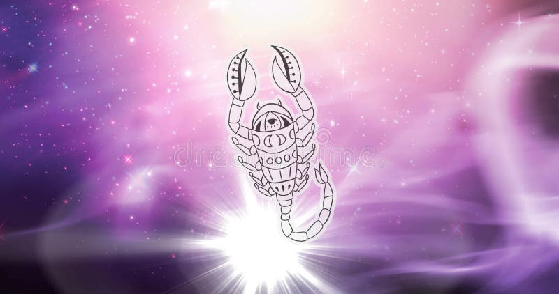 Immagine del simbolo dello scorpione star sulle stelle luminose illustrazione di stock