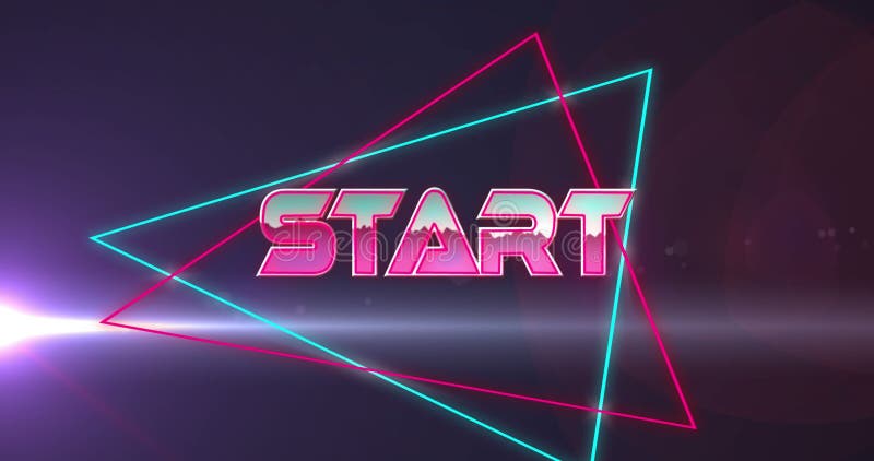 Immagine del testo iniziale sulle linee di neon e della luce accesa illustrazione vettoriale