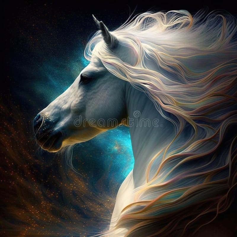 Immagine di cavallo che brilla di un'attrice celestiale, una manica di aurora che brilla royalty illustrazione gratis