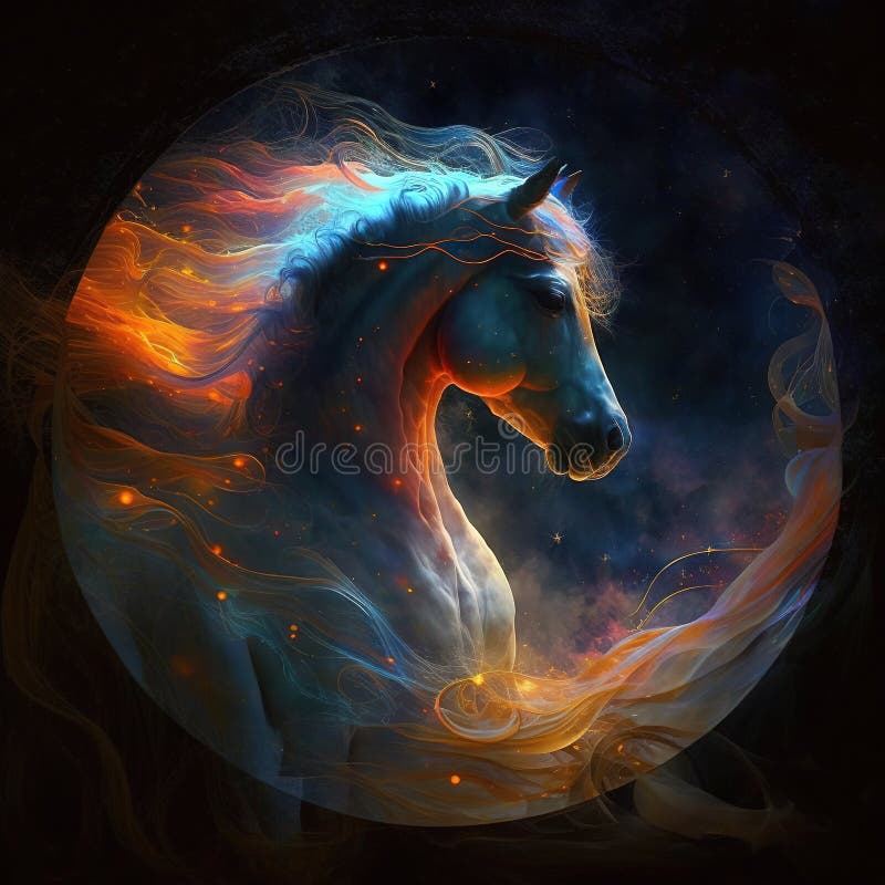 Immagine di cavallo che brilla di un'attrice celestiale, una manica di aurora che brilla illustrazione di stock