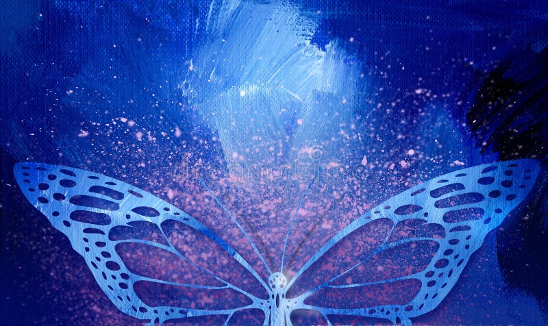 Immagine di chiusura astratta farfalla in blu con sfondo di riflesso viola illustrazione vettoriale