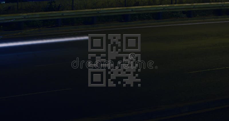 Immagine di codice qr luminoso sui sentieri di luce rossa royalty illustrazione gratis