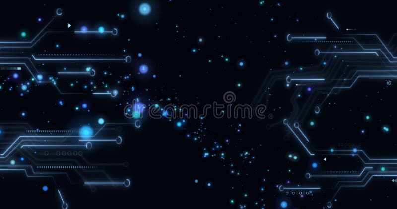 Immagine di macchie luminose sul circuito informatico illustrazione di stock