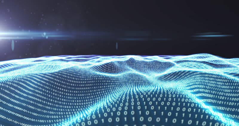 Immagine di maglia ondulata con codice binario del computer brillante royalty illustrazione gratis