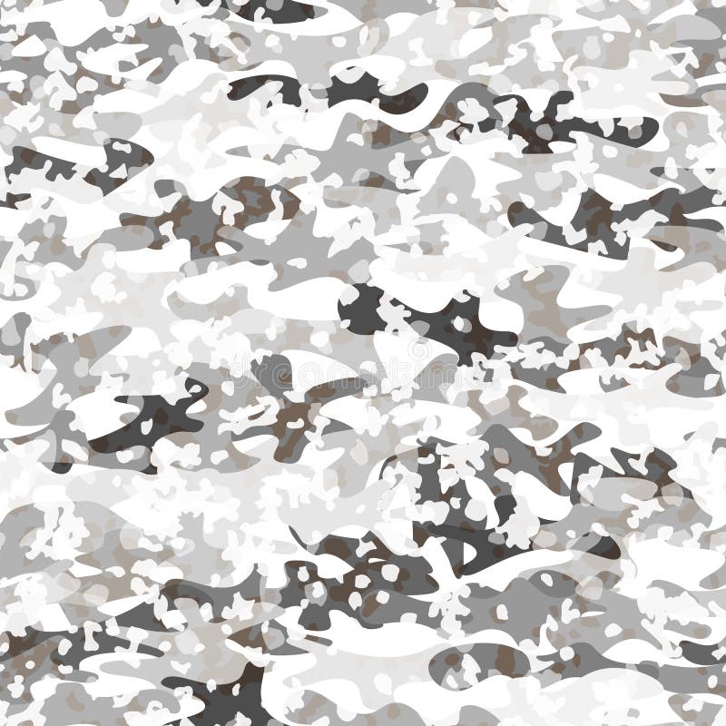 Immagine di modello vettoriale di camouflazione in bianco di bosco durante l'inverno militare