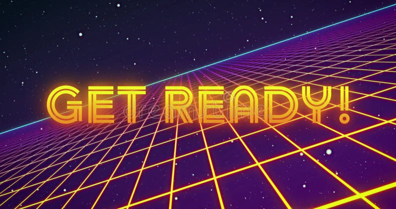 Immagine di neon flickering game su testo sopra una griglia gialla brillante illustrazione vettoriale