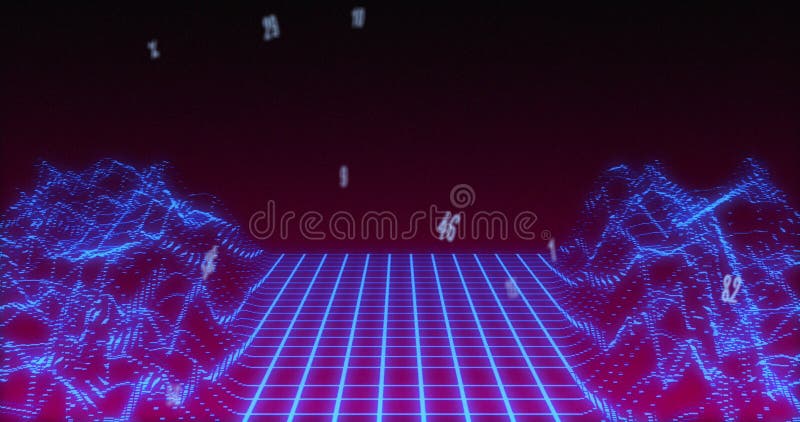 Immagine di numeri che cambiano rispetto a una griglia di immagini accesa illustrazione vettoriale