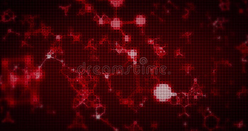 Immagine di più molecole rosse 3d brillanti con pixel illustrazione vettoriale