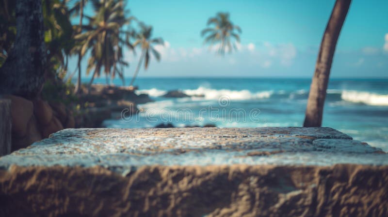 Immagine di sfondo prodotto estivo. podio di pietra o di roccia. fotografie stock libere da diritti